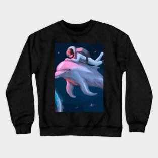 Astronaut riding on a Dolphin in Space Crewneck Sweatshirt